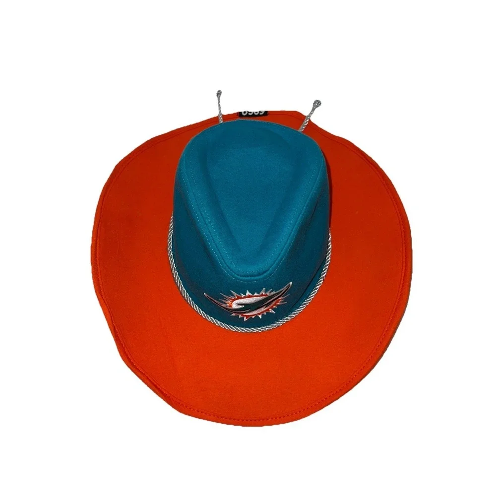 (/5)MIAMI DOLPHINS FOCO TWO TONE COWBOY HAT - AQUA/ORANGE